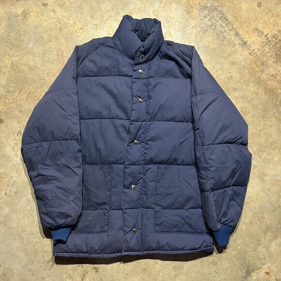 Vintage 60s Unbranded Navy Goose Down Puffer Talon Jacket - Picture 1 of 4